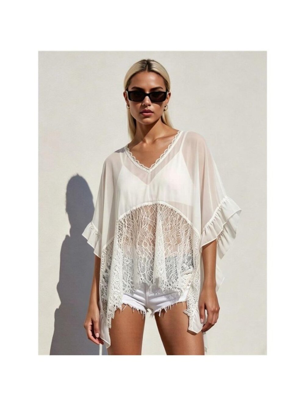 Lace Trim Flowy Cover-Up